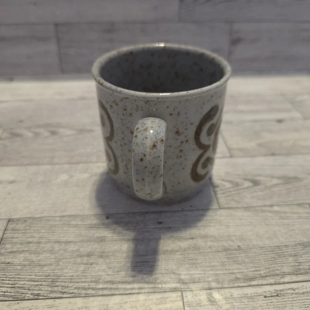 Retro Speckled Teacup with brown and orange decoration‎ Mug Cup Coffee - Picture 2 of 7